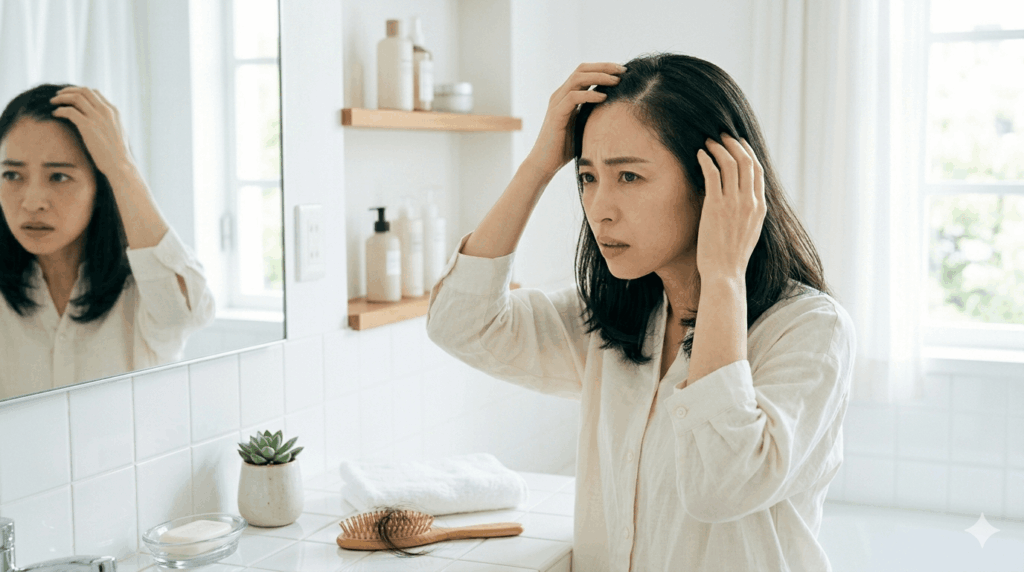 育毛剤が効かない悩みを抱える女性・頭皮トラブルのイメージ