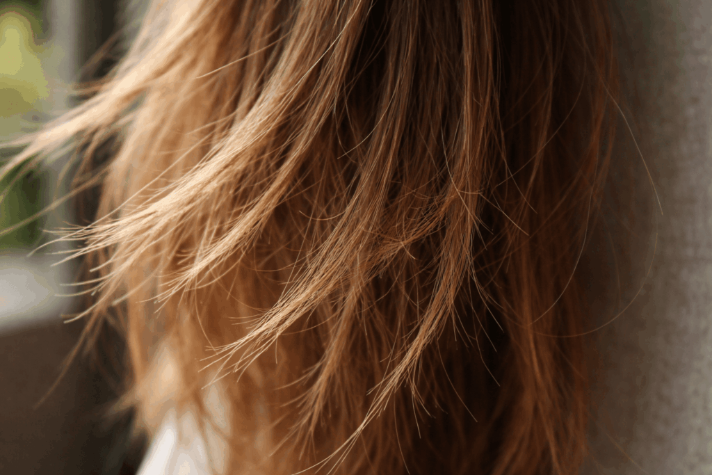 ヘアカラーによるダメージヘアを示す画像