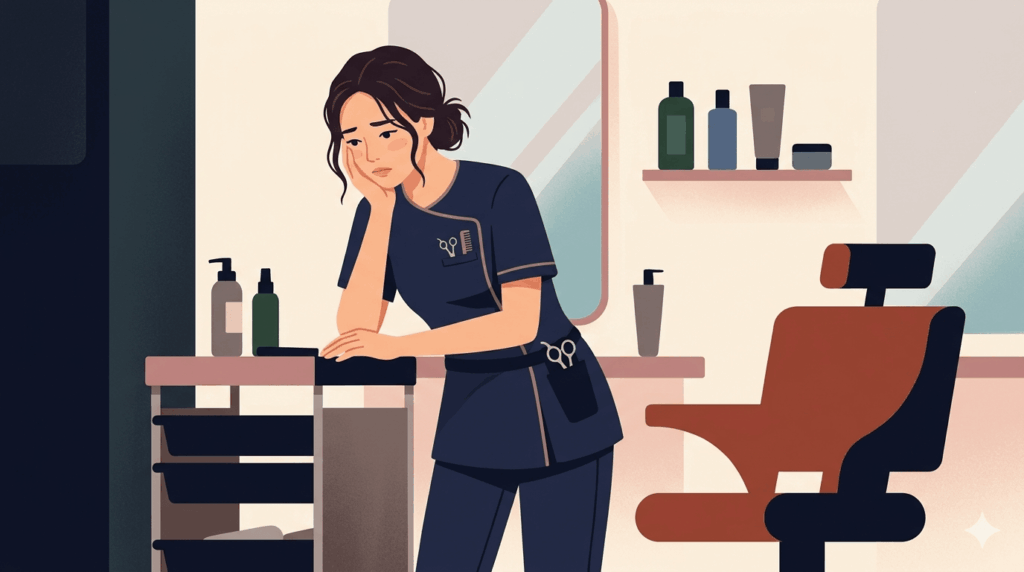 退職を言い出せずに悩む美容師のイメージ