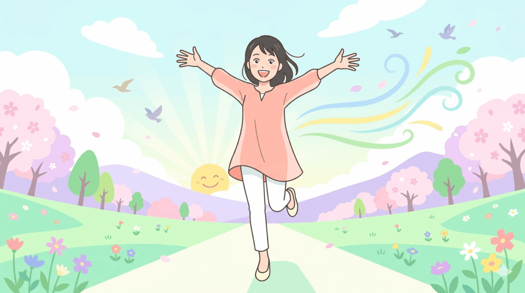 退職代行を使って新たな一歩を踏み出す女性のイラスト