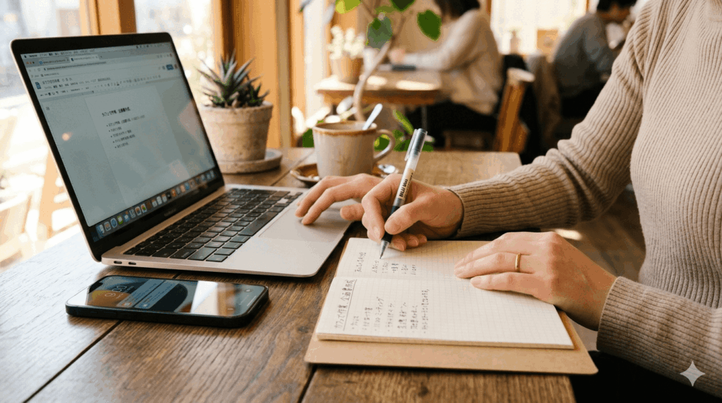 退職代行サービスを比較検討する様子