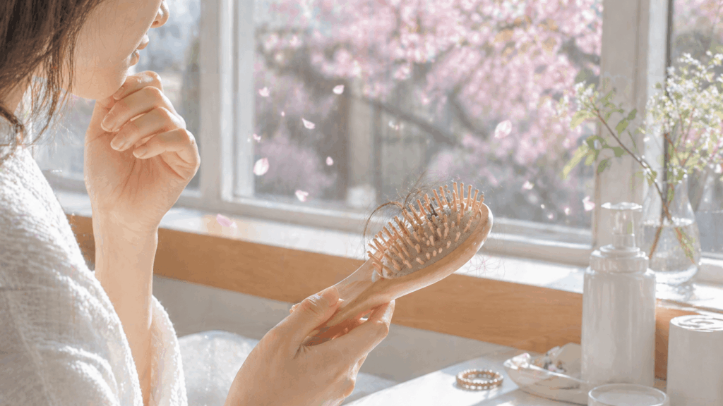 春の抜け毛 対策 ブラシに絡む髪の毛