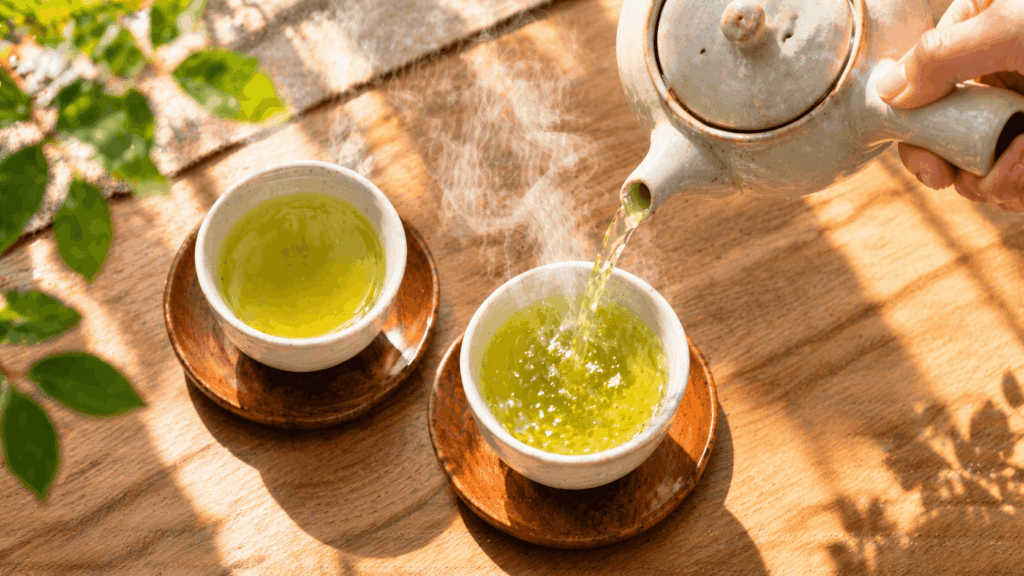 お茶を淹れる様子