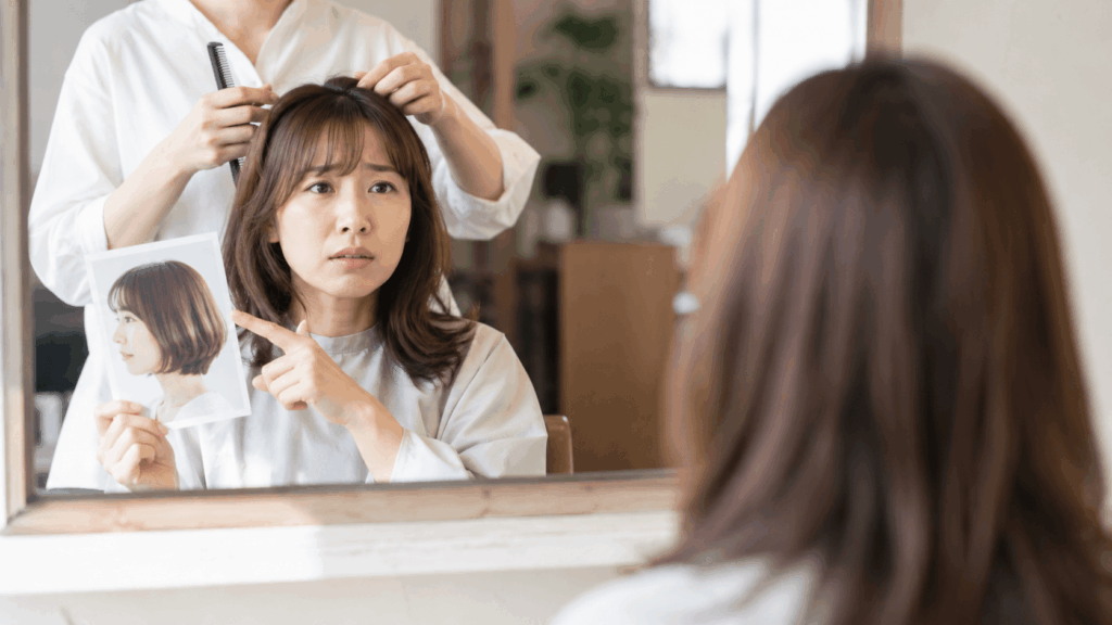 美容室のオーダーで失敗するパターン 写真だけ見せて言葉が足りない女性